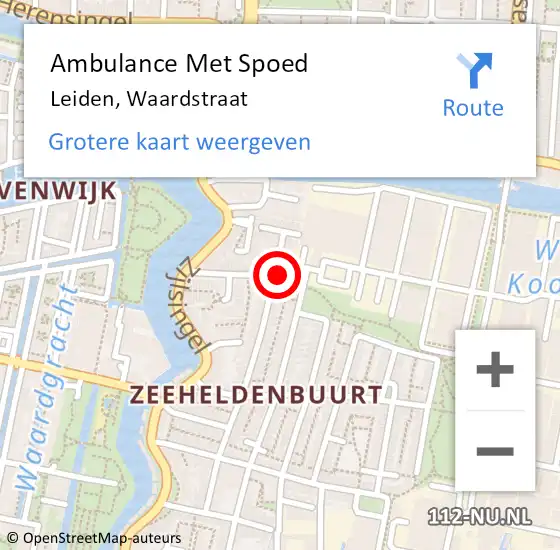 Locatie op kaart van de 112 melding: Ambulance Met Spoed Naar Leiden, Waardstraat op 4 januari 2015 12:25