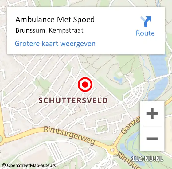 Locatie op kaart van de 112 melding: Ambulance Met Spoed Naar Brunssum, Kempstraat op 4 januari 2015 12:40