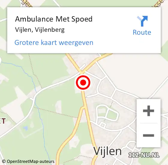 Locatie op kaart van de 112 melding: Ambulance Met Spoed Naar Vijlen, Vijlenberg op 4 januari 2015 12:49