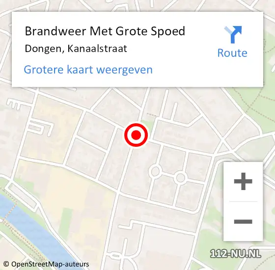 Locatie op kaart van de 112 melding: Brandweer Met Grote Spoed Naar Dongen, Kanaalstraat op 26 oktober 2013 15:48