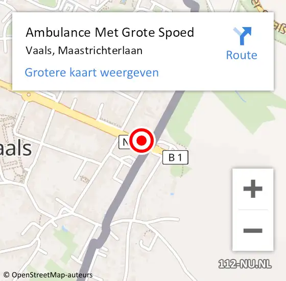 Locatie op kaart van de 112 melding: Ambulance Met Grote Spoed Naar Vaals, Maastrichterlaan op 4 januari 2015 13:55