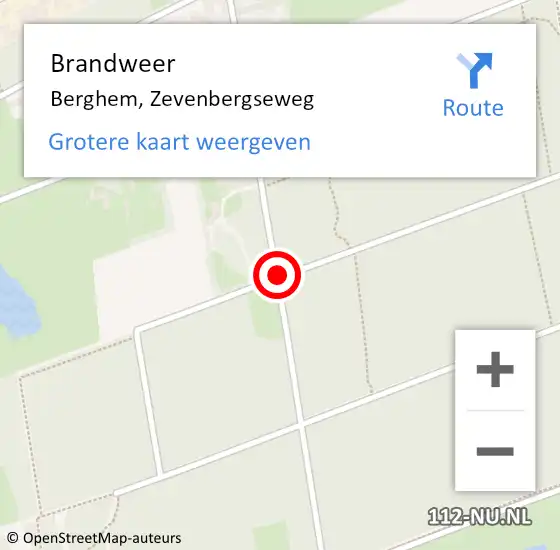 Locatie op kaart van de 112 melding: Brandweer Berghem, Zevenbergseweg op 26 oktober 2013 15:54