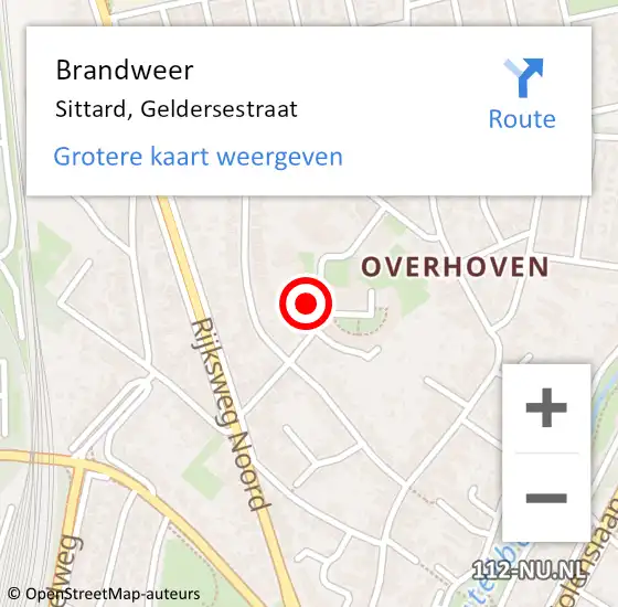 Locatie op kaart van de 112 melding: Brandweer Sittard, Geldersestraat op 4 januari 2015 14:23