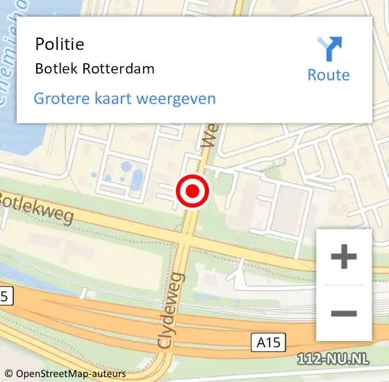 Locatie op kaart van de 112 melding: Politie Botlek, A15 hectometerpaal: 47,0 op 26 oktober 2013 15:58