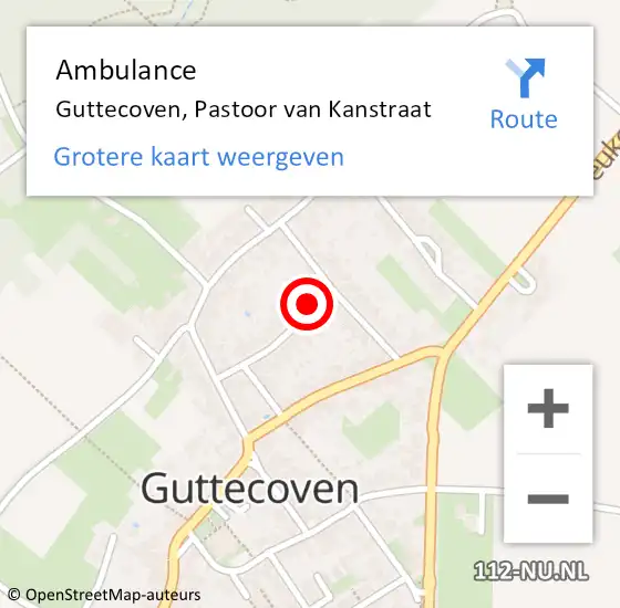 Locatie op kaart van de 112 melding: Ambulance Guttecoven, Pastoor van Kanstraat op 4 januari 2015 15:02