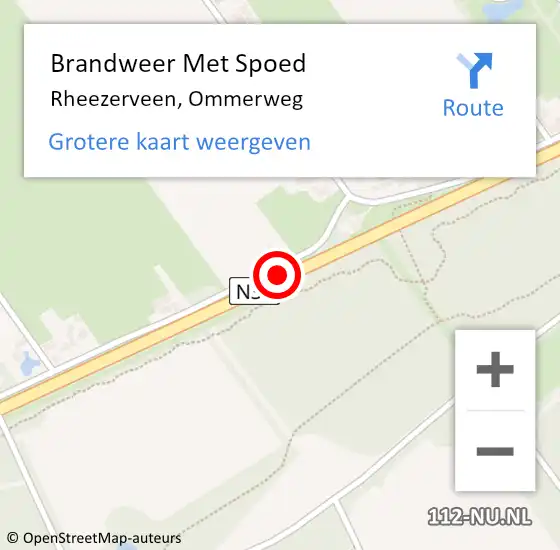 Locatie op kaart van de 112 melding: Brandweer Met Spoed Naar Rheezerveen, Ommerweg op 26 oktober 2013 16:05