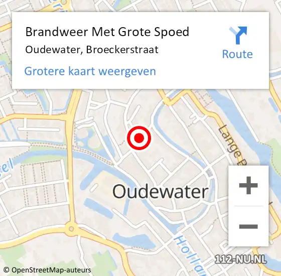 Locatie op kaart van de 112 melding: Brandweer Met Grote Spoed Naar Oudewater, Broeckerstraat op 4 januari 2015 16:30