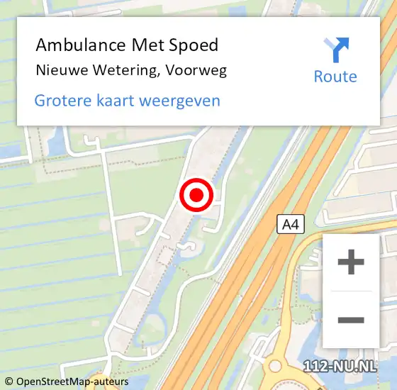 Locatie op kaart van de 112 melding: Ambulance Met Spoed Naar Nieuwe Wetering, Voorweg op 4 januari 2015 16:46