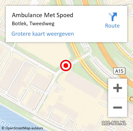 Locatie op kaart van de 112 melding: Ambulance Met Spoed Naar Botlek, Tweedweg op 4 januari 2015 17:04