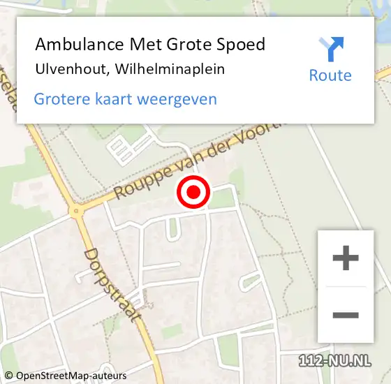 Locatie op kaart van de 112 melding: Ambulance Met Grote Spoed Naar Ulvenhout, Wilhelminaplein op 4 januari 2015 17:05