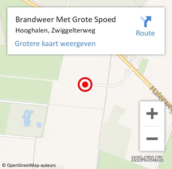 Locatie op kaart van de 112 melding: Brandweer Met Grote Spoed Naar Hooghalen, Zwiggelterweg op 4 januari 2015 17:11