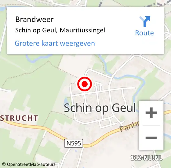 Locatie op kaart van de 112 melding: Brandweer Schin op Geul, Mauritiussingel op 4 januari 2015 17:12