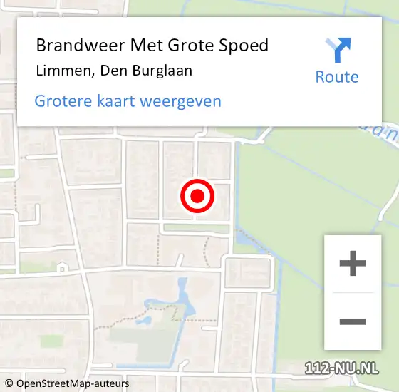 Locatie op kaart van de 112 melding: Brandweer Met Grote Spoed Naar Limmen, Den Burglaan op 4 januari 2015 17:20