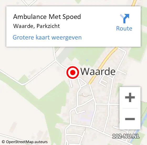 Locatie op kaart van de 112 melding: Ambulance Met Spoed Naar Waarde, Parkzicht op 4 januari 2015 18:26