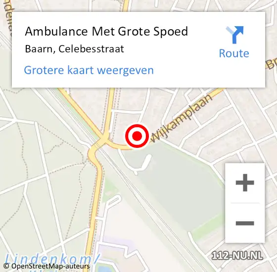 Locatie op kaart van de 112 melding: Ambulance Met Grote Spoed Naar Baarn, Celebesstraat op 4 januari 2015 18:34