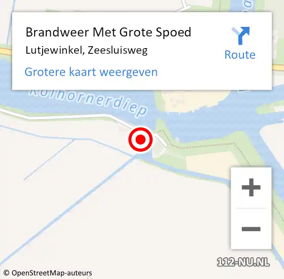 Locatie op kaart van de 112 melding: Brandweer Met Grote Spoed Naar Lutjewinkel, Zeesluisweg op 4 januari 2015 18:56