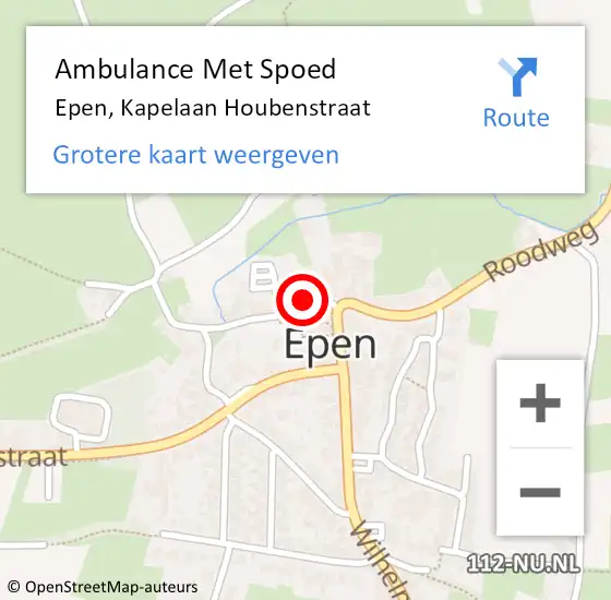 Locatie op kaart van de 112 melding: Ambulance Met Spoed Naar Epen, Kapelaan Houbenstraat op 4 januari 2015 19:28