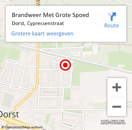 Locatie op kaart van de 112 melding: Brandweer Met Grote Spoed Naar Dorst, Cypressenstraat op 4 januari 2015 19:46