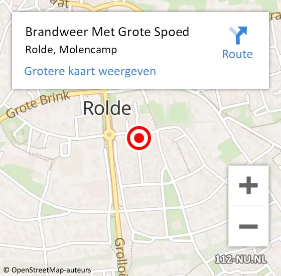 Locatie op kaart van de 112 melding: Brandweer Met Grote Spoed Naar Rolde, Molencamp op 4 januari 2015 20:35