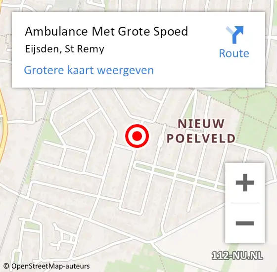 Locatie op kaart van de 112 melding: Ambulance Met Grote Spoed Naar Eijsden, St Remy op 4 januari 2015 20:57