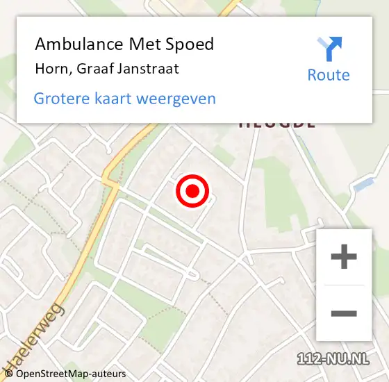 Locatie op kaart van de 112 melding: Ambulance Met Spoed Naar Horn, Graaf Janstraat op 4 januari 2015 21:05