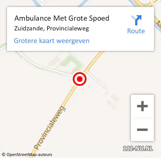 Locatie op kaart van de 112 melding: Ambulance Met Grote Spoed Naar Zuidzande, Provincialeweg op 26 oktober 2013 16:35