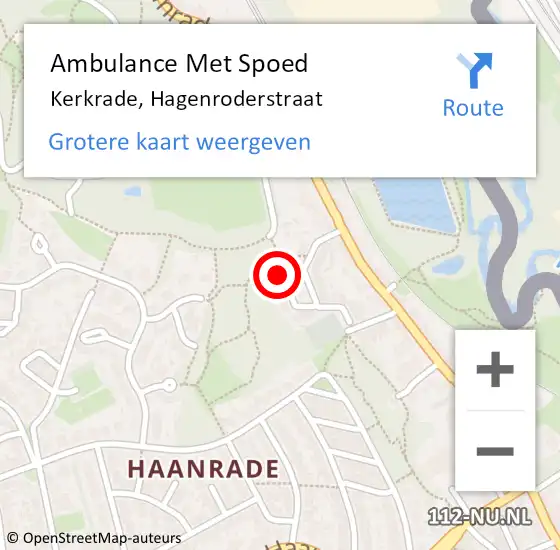 Locatie op kaart van de 112 melding: Ambulance Met Spoed Naar Kerkrade, Hagenroderstraat op 4 januari 2015 22:26