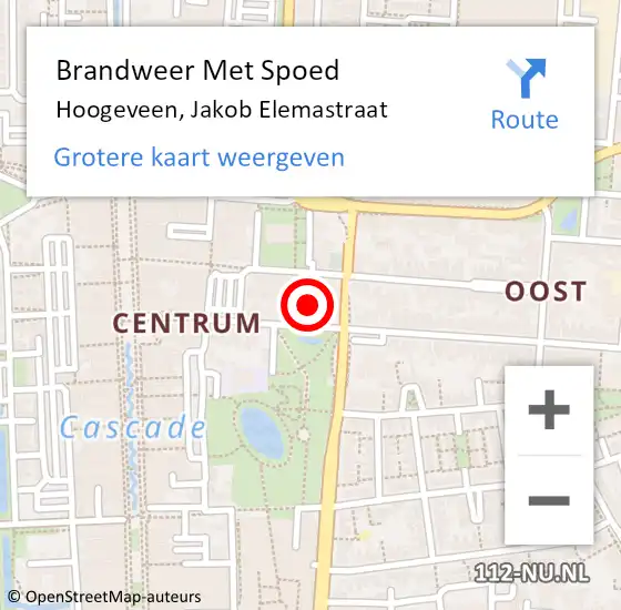 Locatie op kaart van de 112 melding: Brandweer Met Spoed Naar Hoogeveen, Jakob Elemastraat op 4 januari 2015 22:58