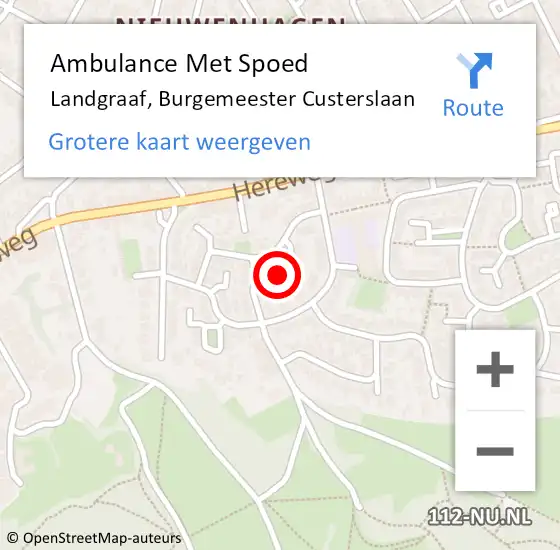 Locatie op kaart van de 112 melding: Ambulance Met Spoed Naar Landgraaf, Burgemeester Custerslaan op 4 januari 2015 23:01