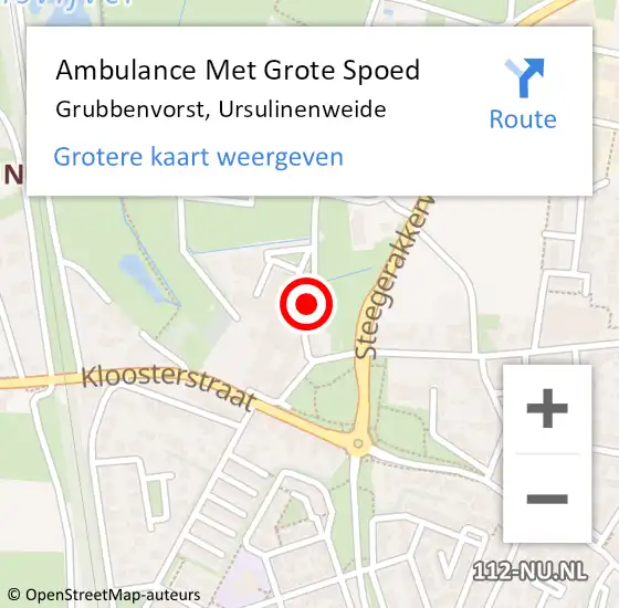 Locatie op kaart van de 112 melding: Ambulance Met Grote Spoed Naar Grubbenvorst, Ursulinenweide op 4 januari 2015 23:12