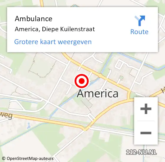 Locatie op kaart van de 112 melding: Ambulance America, Diepe Kuilenstraat op 4 januari 2015 23:13