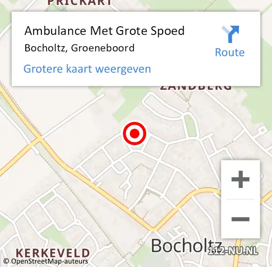 Locatie op kaart van de 112 melding: Ambulance Met Grote Spoed Naar Bocholtz, Groeneboord op 5 januari 2015 00:12