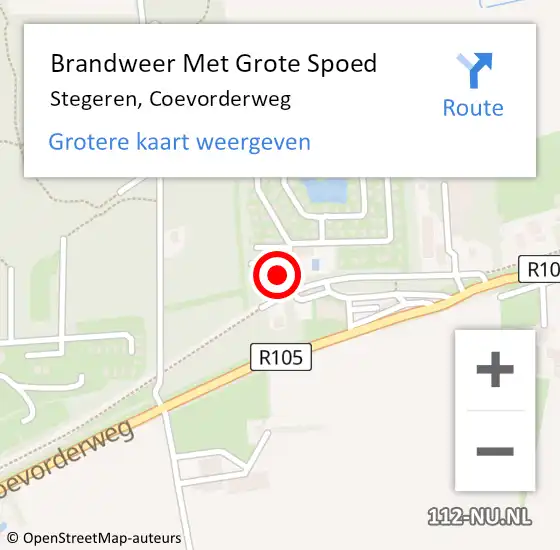 Locatie op kaart van de 112 melding: Brandweer Met Grote Spoed Naar Stegeren, Coevorderweg op 5 januari 2015 02:42