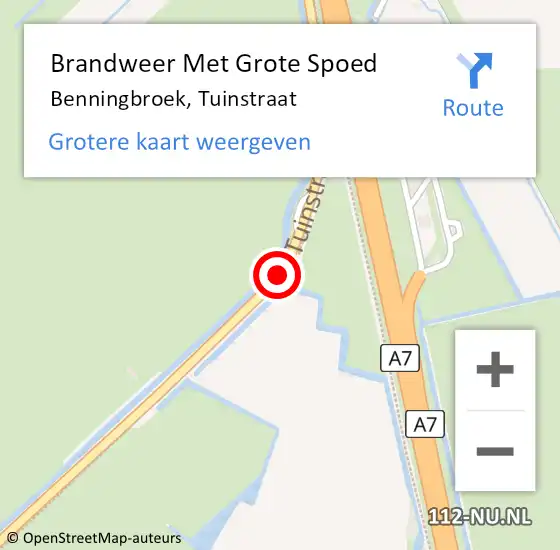 Locatie op kaart van de 112 melding: Brandweer Met Grote Spoed Naar Benningbroek, Tuinstraat op 5 januari 2015 03:00