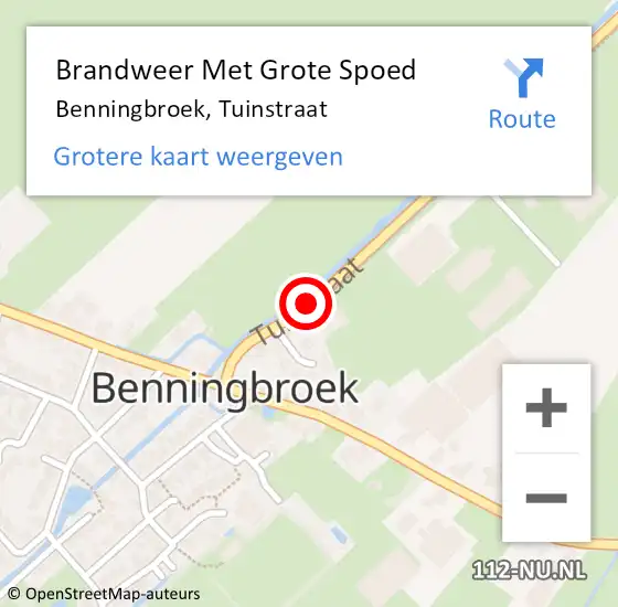 Locatie op kaart van de 112 melding: Brandweer Met Grote Spoed Naar Benningbroek, Tuinstraat op 5 januari 2015 03:04