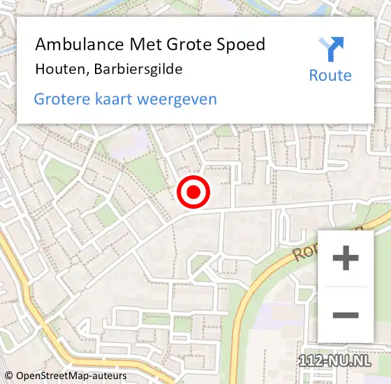 Locatie op kaart van de 112 melding: Ambulance Met Grote Spoed Naar Houten, Barbiersgilde op 5 januari 2015 03:15