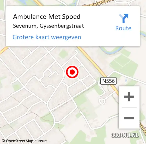 Locatie op kaart van de 112 melding: Ambulance Met Spoed Naar Sevenum, Gyssenbergstraat op 5 januari 2015 04:33