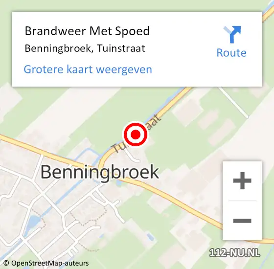 Locatie op kaart van de 112 melding: Brandweer Met Spoed Naar Benningbroek, Tuinstraat op 5 januari 2015 04:53