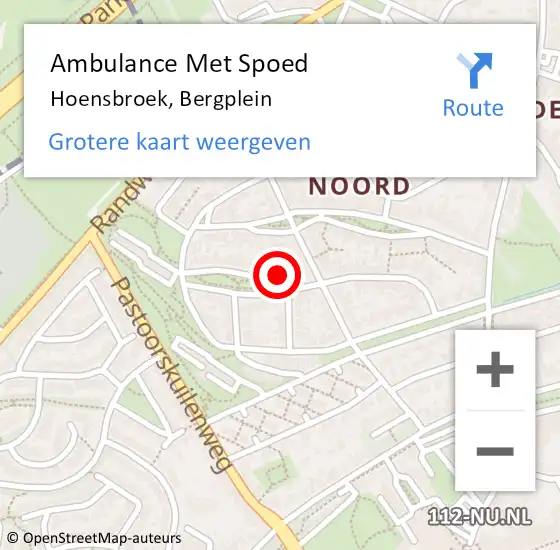 Locatie op kaart van de 112 melding: Ambulance Met Spoed Naar Hoensbroek, Bergplein op 5 januari 2015 06:36