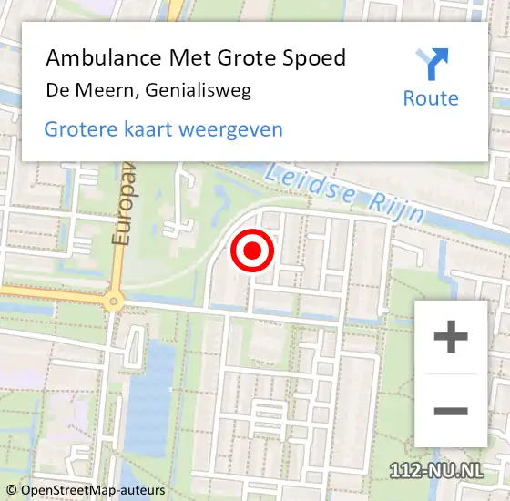 Locatie op kaart van de 112 melding: Ambulance Met Grote Spoed Naar De Meern, Genialisweg op 26 oktober 2013 16:59