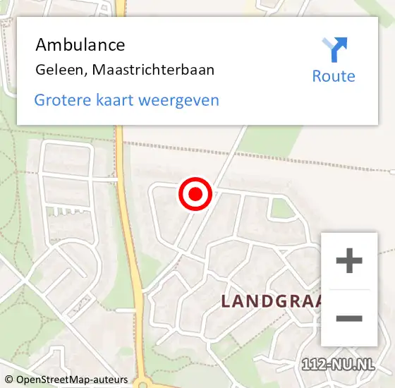 Locatie op kaart van de 112 melding: Ambulance Geleen, Maastrichterbaan op 5 januari 2015 08:16