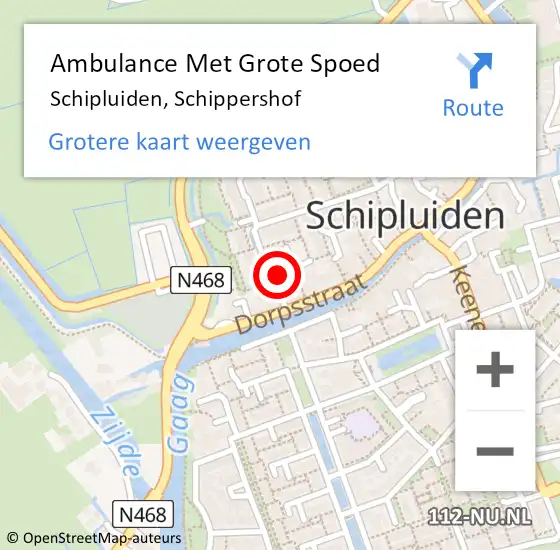 Locatie op kaart van de 112 melding: Ambulance Met Grote Spoed Naar Schipluiden, Schippershof op 5 januari 2015 08:21