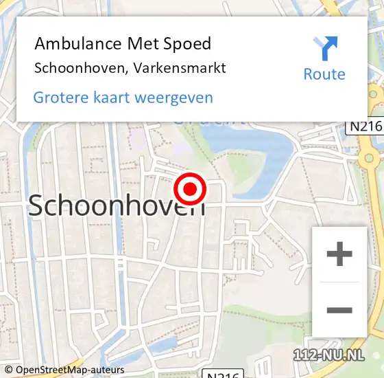 Locatie op kaart van de 112 melding: Ambulance Met Spoed Naar Schoonhoven, Varkensmarkt op 5 januari 2015 08:54