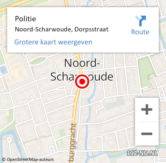 Locatie op kaart van de 112 melding: Politie Noord-Scharwoude, Dorpsstraat op 5 januari 2015 09:02