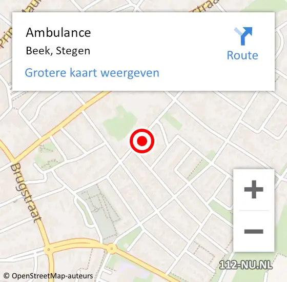 Locatie op kaart van de 112 melding: Ambulance Beek, Stegen op 5 januari 2015 09:03