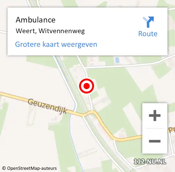 Locatie op kaart van de 112 melding: Ambulance Weert, Witvennenweg op 5 januari 2015 09:56