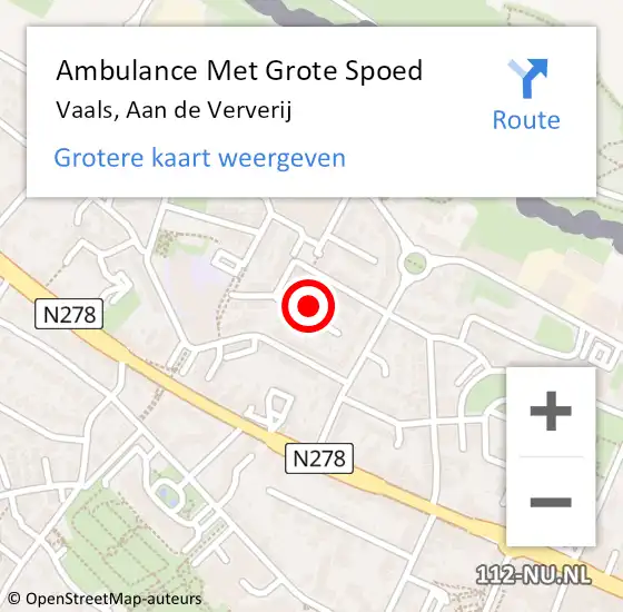 Locatie op kaart van de 112 melding: Ambulance Met Grote Spoed Naar Vaals, Aan de Ververij op 5 januari 2015 10:05