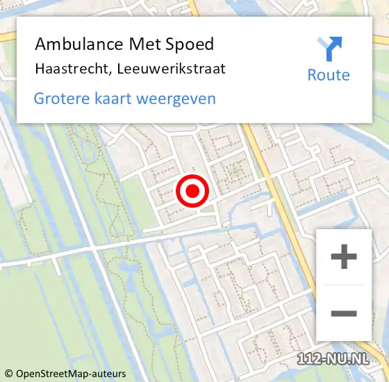 Locatie op kaart van de 112 melding: Ambulance Met Spoed Naar Haastrecht, Leeuwerikstraat op 5 januari 2015 10:39