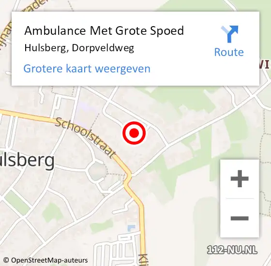 Locatie op kaart van de 112 melding: Ambulance Met Grote Spoed Naar Hulsberg, Dorpveldweg op 6 september 2013 06:14