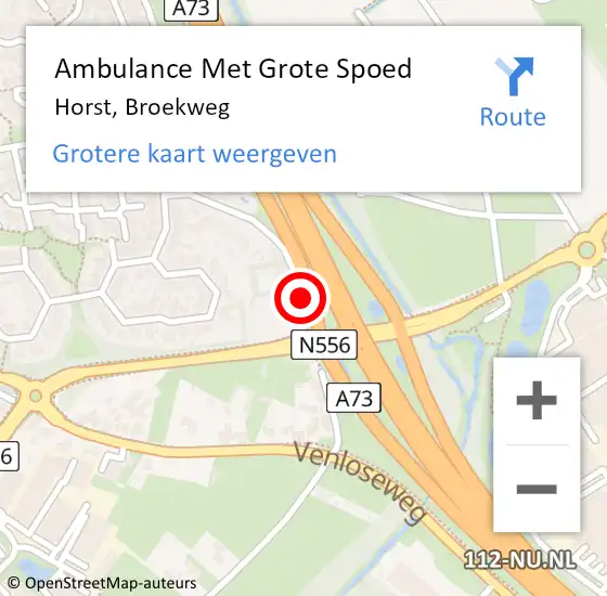 Locatie op kaart van de 112 melding: Ambulance Met Grote Spoed Naar Horst, Broekweg op 5 januari 2015 11:22